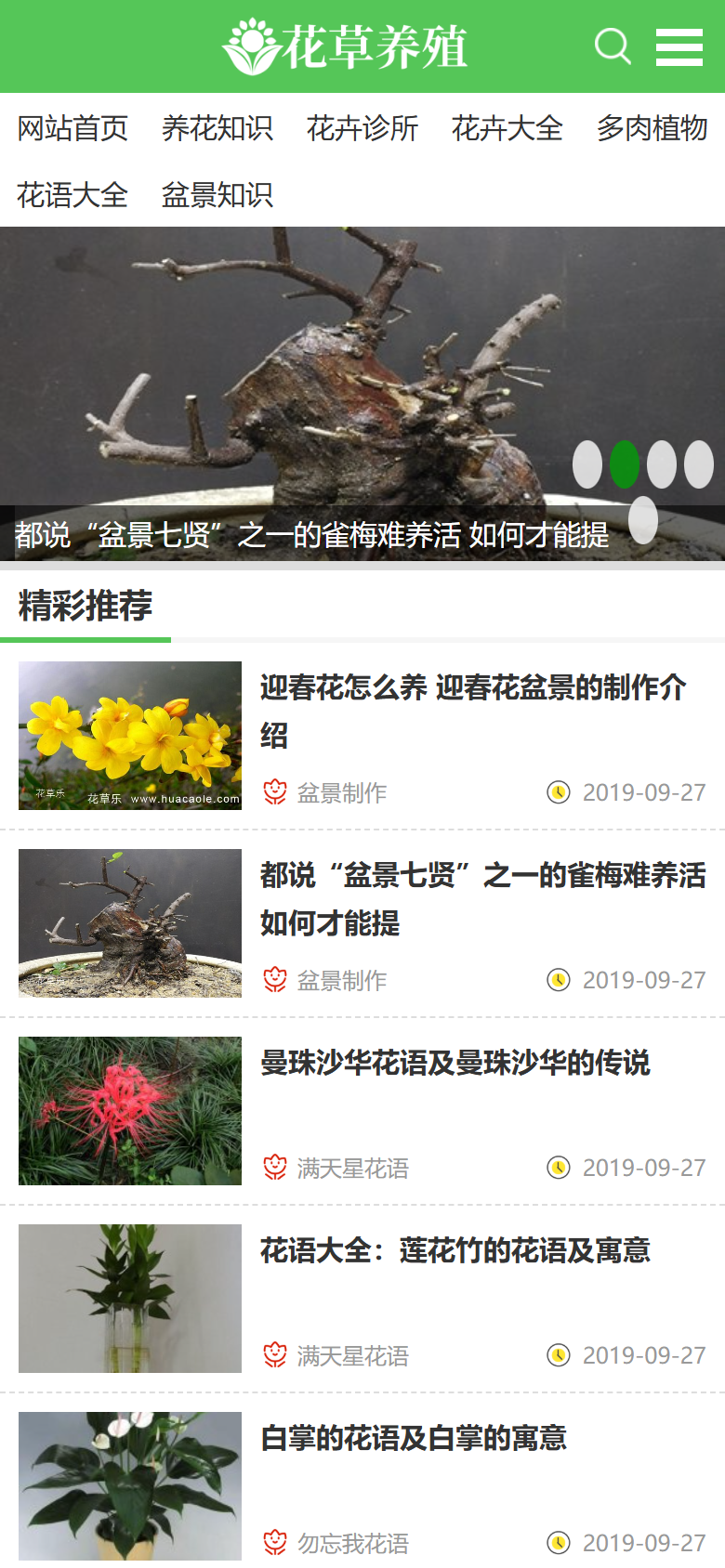 绿色花草养殖花卉知识分类目录